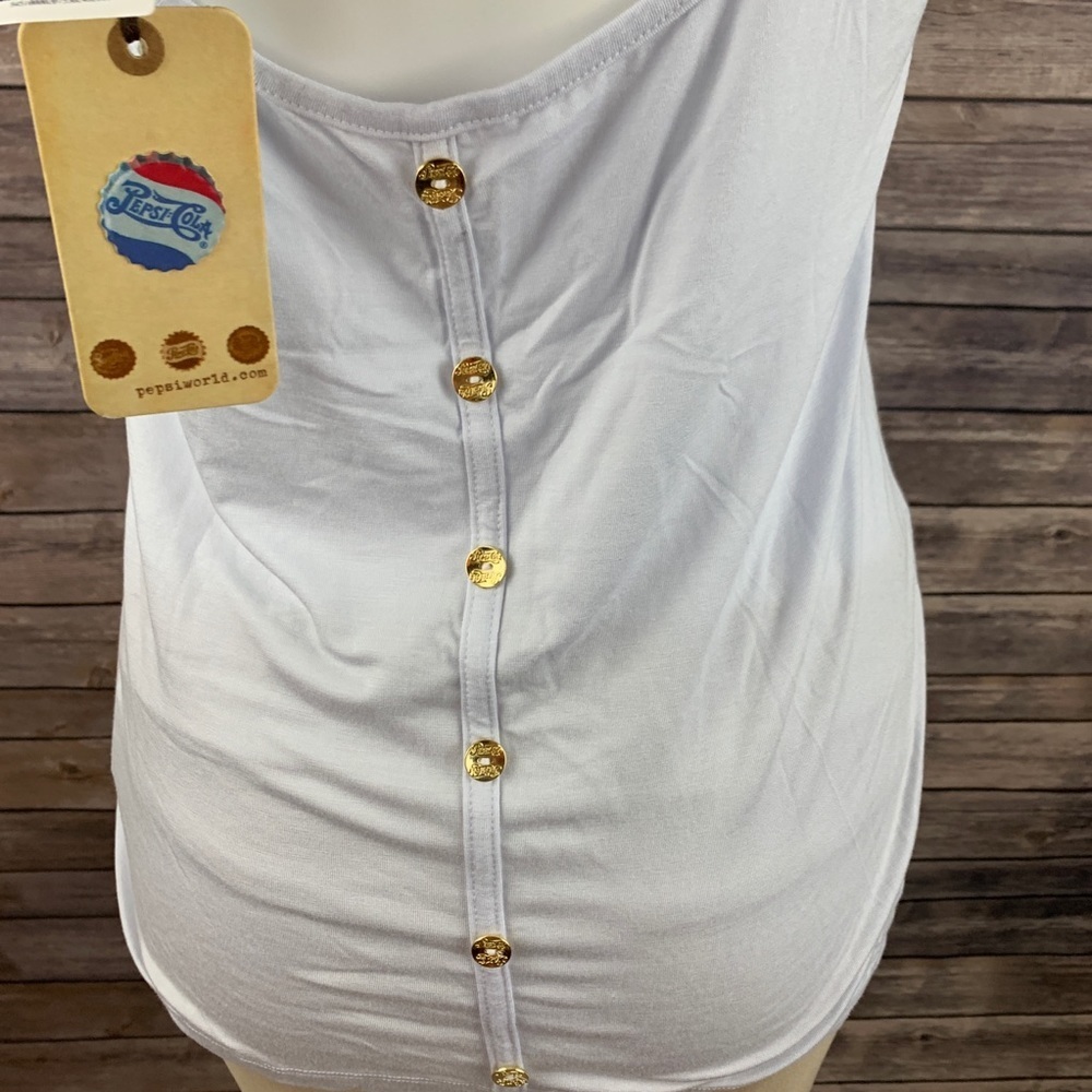 Pepsi Cola White Graphic Button & Keyhole Back - Picture 7 of 14